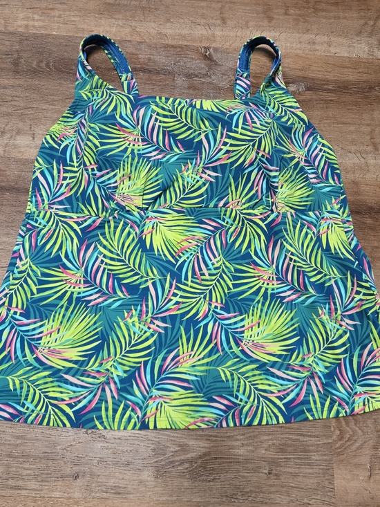 Lands' End Other - Lands' End Tropical Leaf Tankini Top - Teal, Neon Green & Pink 16W